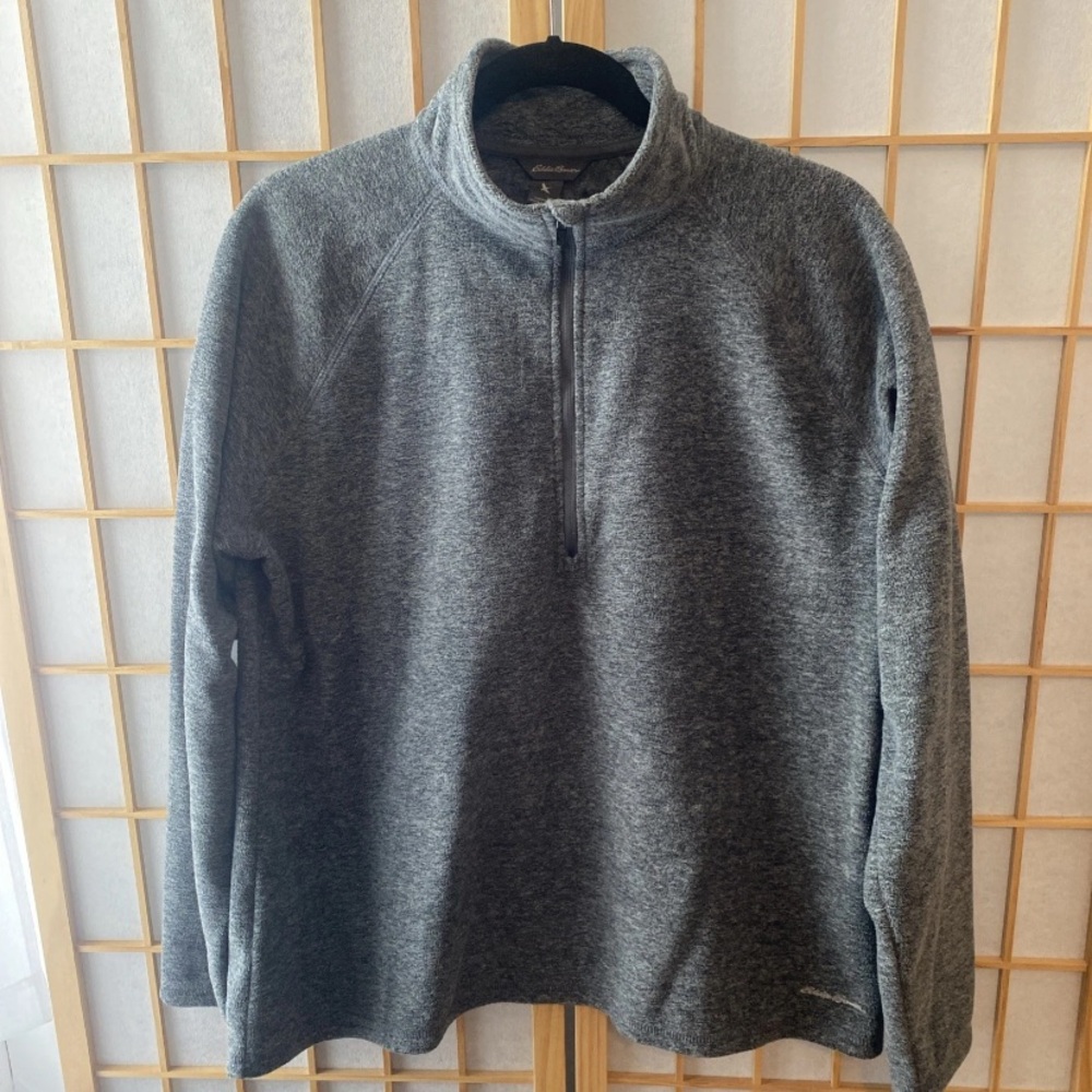 Eddie Bauer Women's Gray 1/4 Zip-Up Fleece Pullover Jacket, size XL